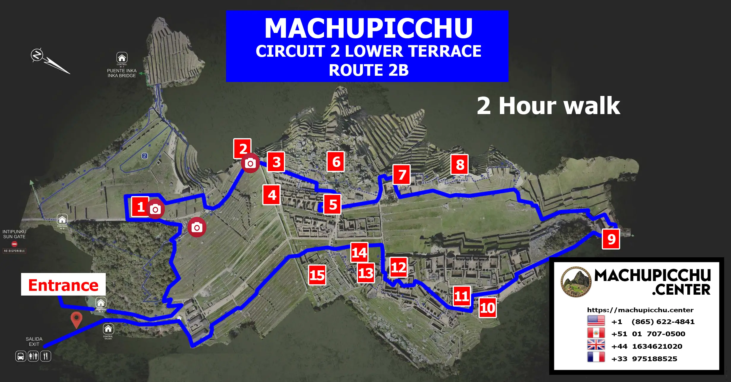 Historic Sanctuary of Machu Picchu Circuit 2 Map Lower Terrace
